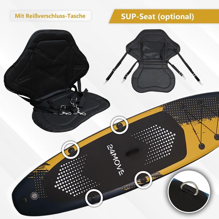 Надувна SUP-дошка 24MOVE® Premium для йоги та серфінгу, 366x80 см, червона, з аксесуарами, подвійний насос, антиковзка поверхня, для дітей і дорослих