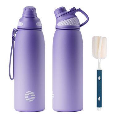 Пляшка спортивна Fjbottle Edelstahl 1 л (Ліла) з магнітною кришкою, BPA-free, для школи та фітнесу, підходить для газованих напоїв