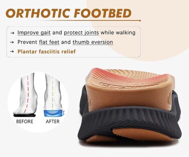 Жіночі трекінгові сандалії KuaiLu: зручні ортопедичні сандалі для туризму та активного відпочинку, літні, з регулюванням на липучках, відкриті, для підтримки стопи при фасціїтісу, чорний/хакі, 42 EU