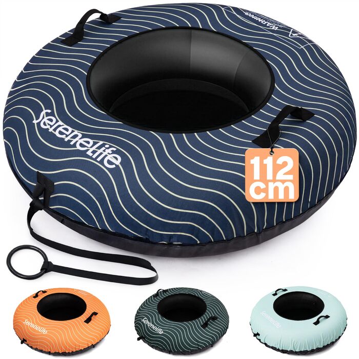 Надувний сніговий снігохід SereneLife 112/122 см – XXL для дітей та дорослих, з антиковзким дном та ручкою, блакитний