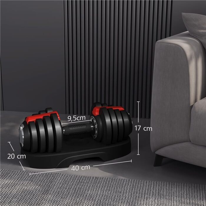 Регульована штанга Yaheetech 12/16-в-1: короткі гантелі 1,5-18 кг / 3-24 кг / 2-40 кг. Швидке налаштування ваги. Гантелі для дому та фітнес-залу. Регульована - 12,5 кг (одиничний екземпляр)