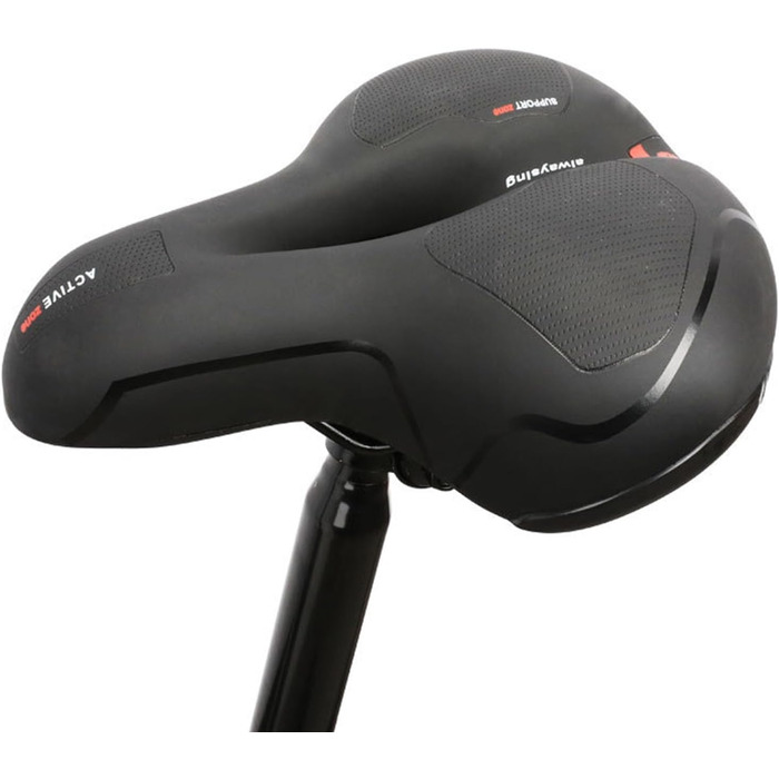 Зручний велосипедний сідло StreeHerjjkeA1 Cityradsättel з Memory Foam, водонепроникний, червоний світловідбиваючий елемент, для гібридних велосипедів, унісекс, чорний