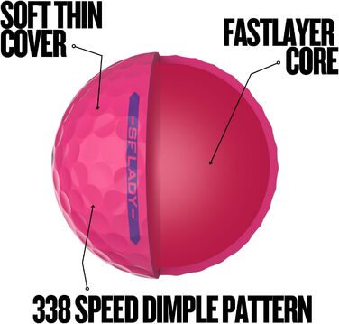 Гольф м'яч Srixon Soft Feel Lady 8 & 9 для жінок | Низька компресія, простий старт, ультра-м'яка текстура | Ідеальний для помірних замахів та високої точності | Білий (Soft Feel Lady_9, PASSION PINK)