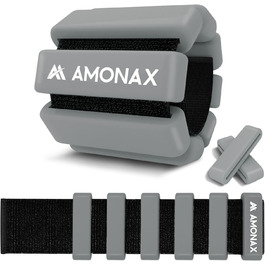 Обважнювачі для ніг і рук Amonax 2x1 кг, фітнес-манжети для тренувань, пілатесу, йоги, танців, сірі