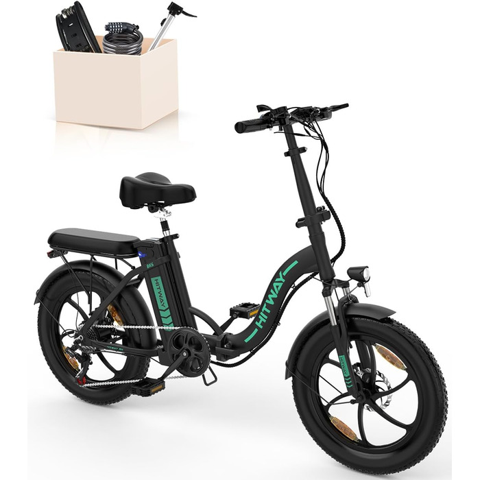 Електровелосипед HITWAY 20 дюймів Fat Tire, складаний, 250W, 36V, 12Ah, запас ходу 35–90 км