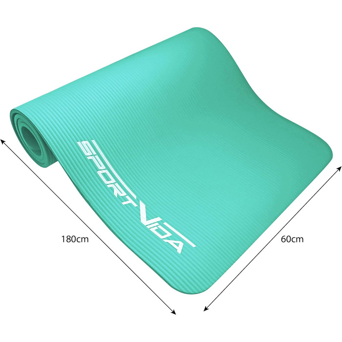 Килимок для йоги SportVida з нековзким покриттям, NBR, 180 x 60 x 1 см - для дому, з сумкою, фітнес-килимок, 2 розміри, 6 кольорів