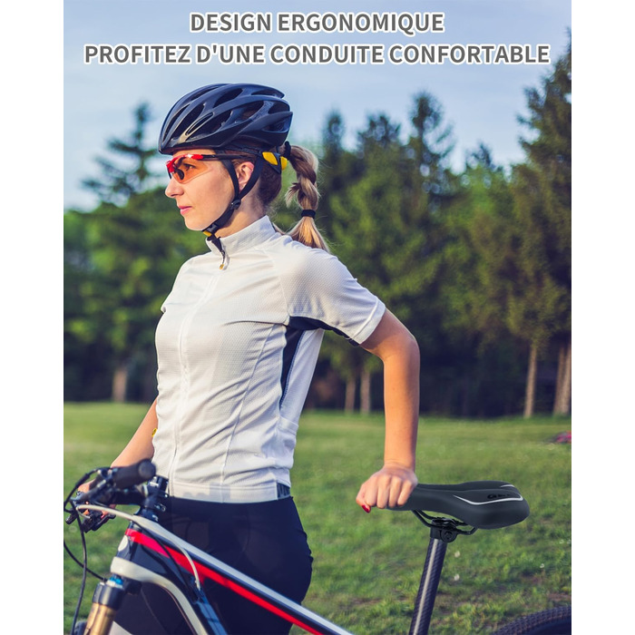 Велосипедне сідло MSDADA Gel MTB: комфортне та ергономічне для гірського велосипеда, BMX, шосе, міського велосипеда та спінінгу (чорний/сірий)