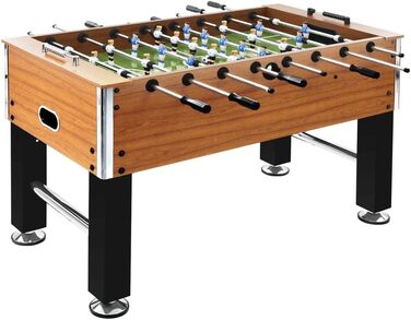 Футболний стіл vidaXL, сталевий, 140x74,5x87,5 см, 60 кг, світло-коричневий/чорний, ігровий стіл для настільного футболу