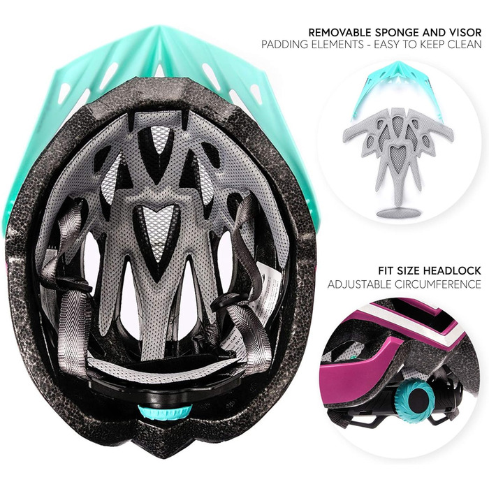 Велосипедний шолом meteor® Marven для чоловіків, жінок і дітей, MTB, BMX, скейтборд, ролики, самокат, розмір L (58-61 см), колір баклажан