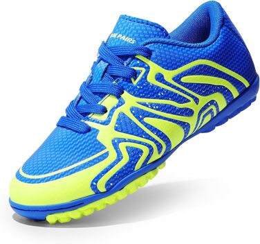 ДREAM PAIRS Дитячі футбольні кросівки для хлопчиків та дівчаток, спортивне взуття для легкої атлетики, тренування, зручні та зносостійкі, для стрибків у довжину, унісекс, 35 EU, Королівський лимонно-зелений, білий