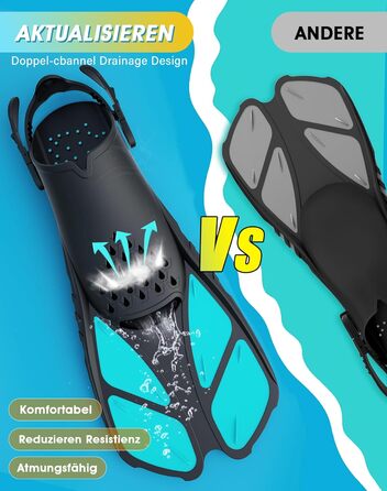 Ласти для плавання Schnorchelflossen регульовані, дорослі, компактні (S/M, темно-зелені) для дайвінгу, снорклінгу та тренувань з сіткою