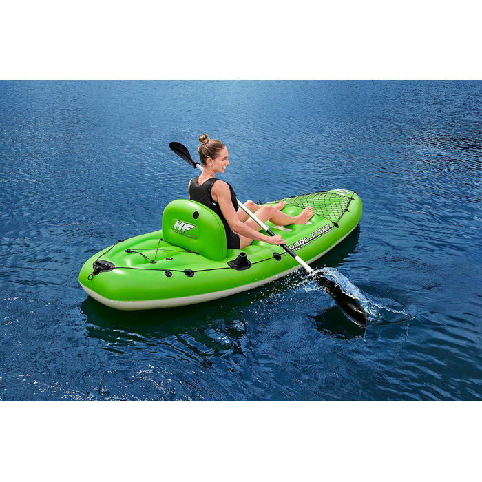 Надувний каяк Bestway Hydro-Force Koracle для риболовлі, комплект: ручний насос, весло, сумка, 1-місний човен, різні стилі