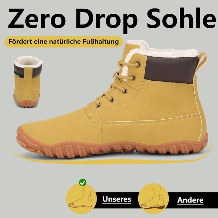 Чоботи зимові чоловічі Saguaro Barfußschuhe, теплі, водонепроникні, розмір 36-48, жовті