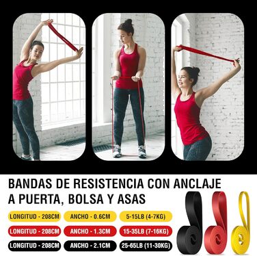 Еластичні стрічки для м'язів ACM, 3 рівні + анкер, домашня гімнастика, фітнес-стрічки, набір BE багатокольоровий