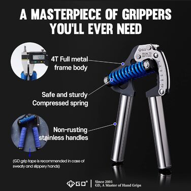 Ручний тренажер GD IRON GRIP 70 для кисті та передпліччя, регульований хват, силовий еспандер
