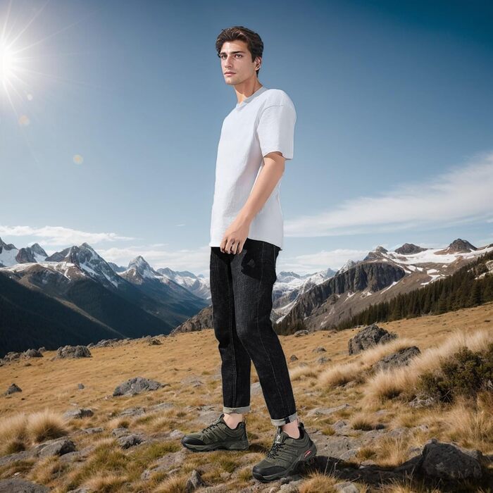 Черевики для хайкінгу чоловічі, дихаючі, трекінгові, легкі та з антиковзким покриттям, спортивні, зелені, 45 EU