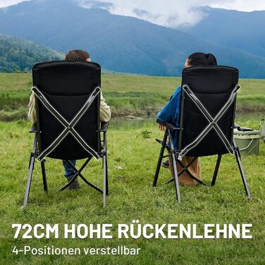 Крісло для кемпінгу Timber Ridge складне, з високою спинкою, 150 кг, 4 положення, з сумкою, для саду, балкону, дому, чорне
