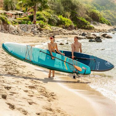 Надувний SUP дошка Movino Stand Up Paddle Board 350 см - 2в1 SUP/Каяк - до 165 кг, комплект з аксесуарами, Welded Rail, 15 PSI (Блакитний-Помаранчевий)