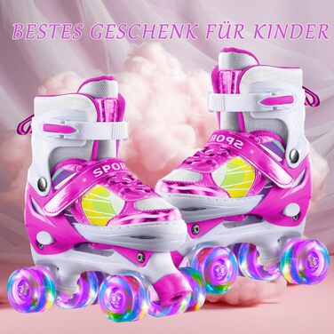 Ролики для дівчаток 4-12 років - регульовані ролики для дітей, для дому та вулиці, розмір 32-35 EU (701-Рожевий)