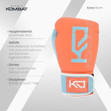 Боксерські рукавички Picsil Kyros Grom 16oz, для тренувань і боїв, універсальні, для муай-тай, ММА, кікбоксингу, колір лососевий