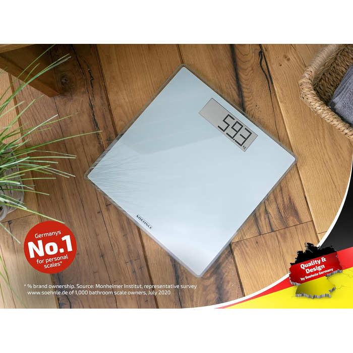 Soehnle електронні ваги для зважування людей Style Sense Comfort 100, великі, міцні, ультратонкі, з LCD-дисплеєм, цифрові підлогові ваги