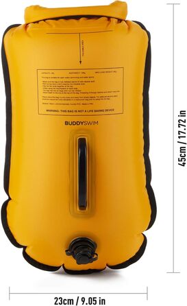 Набір Buddyswim: буя для плавання 20 л і силіконова шапочка, жовта, для відкритої води з водонепроникним відсіком