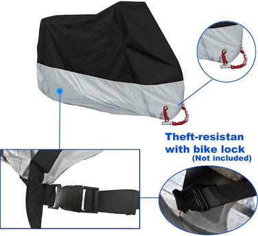 Чохол для мотоцикла 4XL, захист від пилу, дощу, сонця та UV-променів. Водонепроникний, з мішком для зберігання. Розмір 295x110x140 см. Чорний/Сріблястий.