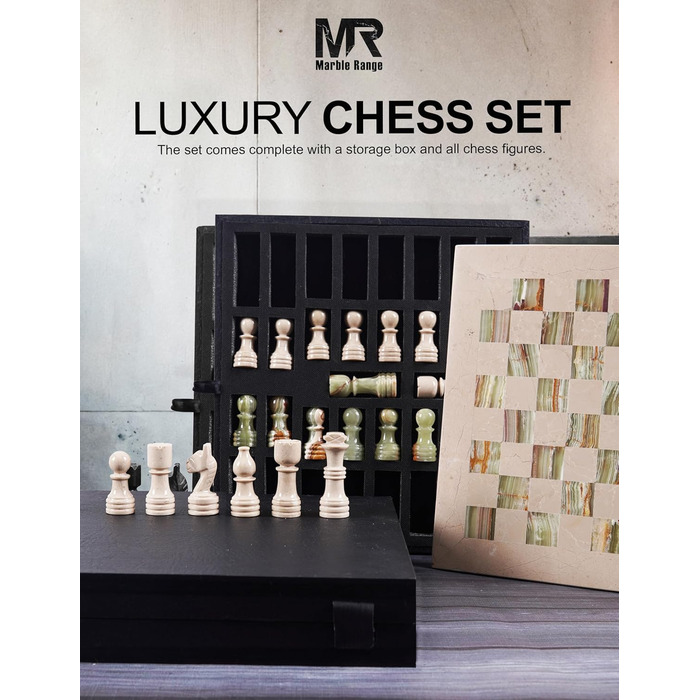 Шаховий набір з мармуру для дорослих, ручної роботи, 32 фігури, 2 додаткові королеви, коробка для зберігання, подарунок, декор (кораловий & темно-коричневий) (Verona & Green)
