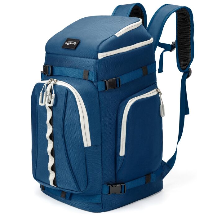 Сумка для лижних черевиків з відділенням для шолома, 65L, рюкзак для лиж, водонепроникна сумка для лиж, для лижних черевиків, ковзанів, лижних окулярів, сноуборду, лижних рукавичок, блакитна