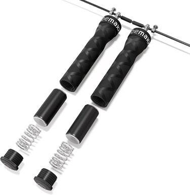 Стрибкове канат Springseil Speed Rope з ebook та запасним кабелем: 2 регульовані сталеві канати, професійні підшипники, антиковзні ручки. Ідеально для фітнесу, боксу, RPM, тренувань для дорослих, жінок та чоловіків. З додатковими вагами.