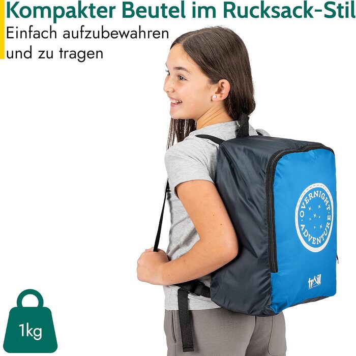 Дитячий спальник Trail Mumienschlafsack для кемпінгу 3 сезони, блакитний, 300 г/м² - з транспортним рюкзаком для хлопчиків та дівчаток