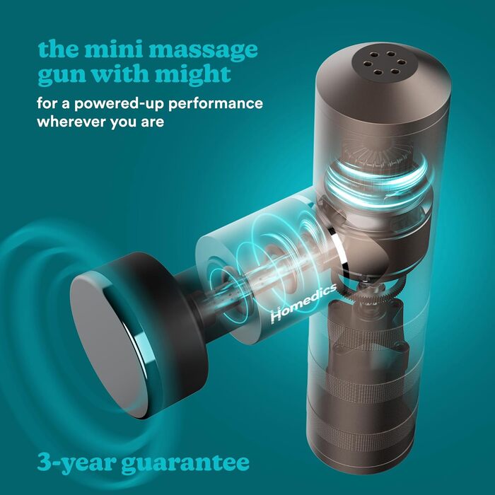 Електричний масажний пістолет Homedics MYTI Mini з функцією нагріву, 5 насадок, 4 режими вібрації, для розслаблення м'язів, компактний, рожево-мідний