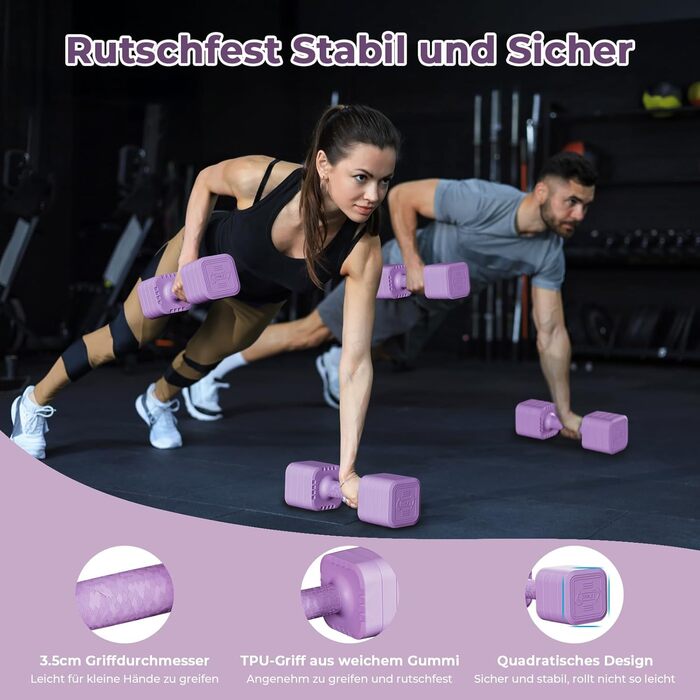 Набір гантелей Dripex регульовані 5 кг x2, з набором дисків 0,5 кг/0,25 кг (фіолетовий)