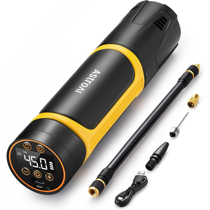 AstroAI Електрична насосна станція 150PSI, портативний компресор з акумулятором та LED для авто, велосипеда, мотоцикла, самоката, м'яча, Powerbank