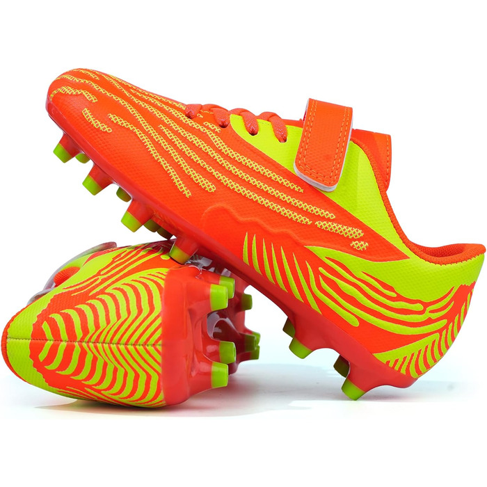 Дитячі футбольні бутси JABASIC для твердого поля, шипові, для хлопчиків та дівчаток, 30 EU, помаранчево-лаймовий колір