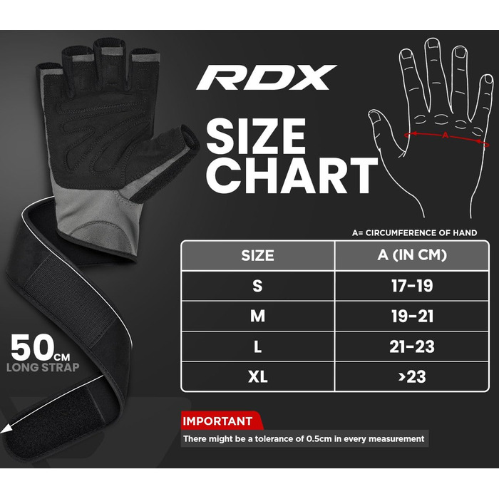 Фітнес рукавички RDX для чоловіків та жінок, рукавички для тренувань, силових вправ, захисту зап'ястя, з антиковзким покриттям, для важкої атлетики, бодібілдингу, тренувань у залі, підтягувань, з сірого кольору.