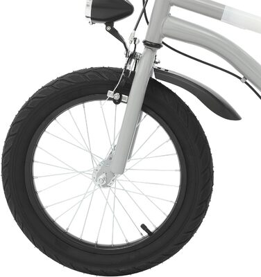 Дитячий велосипед 16 дюймів для дітей 5-8 років, регульований за висотою, з підставками та LED-ліхтариками, сірий