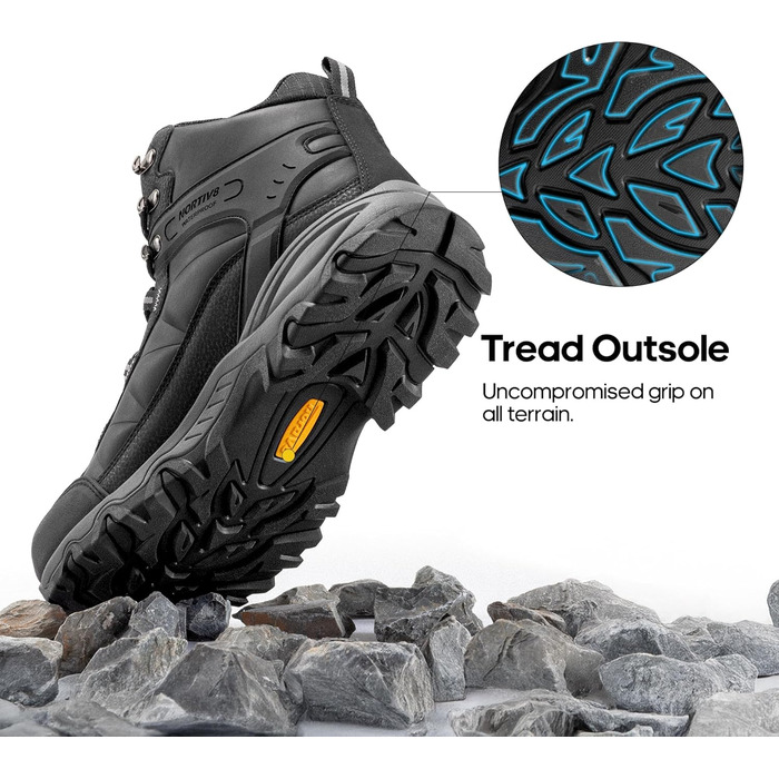Чоловічі трекінгові черевики NORTIV 44 EU, чорні: водонепроникні, для хайкінгу, альпінізму та туризму
