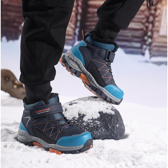 Зимові черевики для дітей TARELO - непромокаючі зимові черевики Mid, черевики для снігу, для хлопчиків/дівчаток, утеплені туристичні черевики, 32-39 (Сапфіровий, 36 EU)