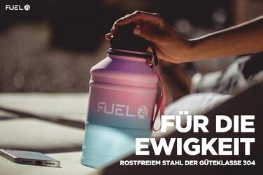 Fuel24 Extra Stark металева пляшка для води 1,3 л та 2,2 л, герметична, BPA-free, нержавіюча сталь, спортивна пляшка для фітнесу та спорту, дорослих, Candy