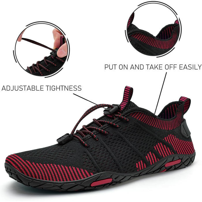 Водні черевики WateLves для чоловіків та жінок, шкарпетки для плавання, аквашузи для серфінгу, дайвінгу, фітнесу, чорний/червоний, 43 EU