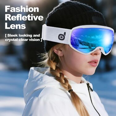 Скі-маска Odoland Photochromic: захист від сонця та запотівання, для сноуборду та лиж, UV-захист, чоловіча/жіноча, самозатемнювальна (блакитна)