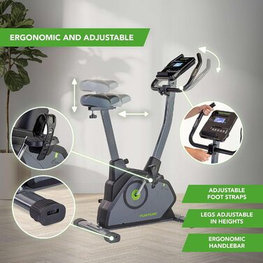 Велотренажер Tunturi Cardio Fit E35 з датчиком пульсу, LCD-дисплеєм та тримачем для планшета — для домашніх тренувань, реабілітації та початківців