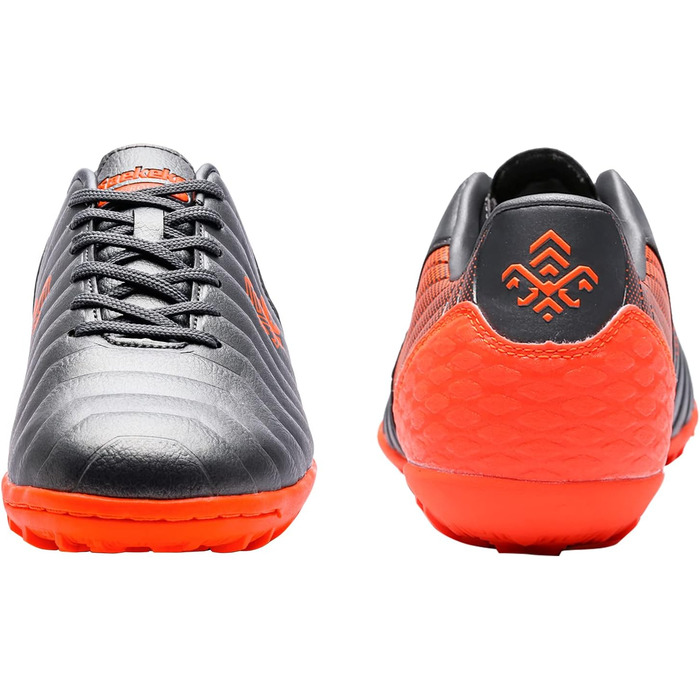 Дитячі футбольні бутси для хлопчиків та дівчаток FG/AG/TF - професійні, для тренувань та гри на траві (37 EU, сірий, помаранчевий)