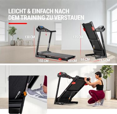 Бігова доріжка Hop-Sport HS-1000LB для дому, електрична, складана, швидкість 0.8–14 км/год, двигун 2,0 к.с., транспортні ролики, до 150 кг