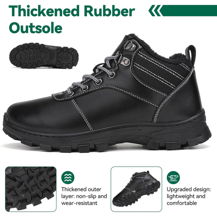 Зимові черевики для чоловіків та жінок – теплі, з підкладкою, снігові черевики, легкі, нековзні, для активного відпочинку та повсякденного носіння (36 EU, чорний Gb1172)