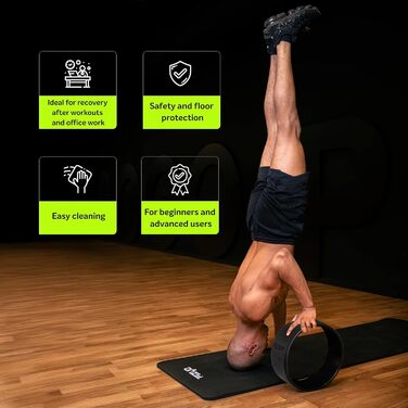 Колесо для йоги Fizyo Yoga Wheel – для розтяжки спини та полегшення болю – стабільне, неслизьке – для йоги, пілатесу, розтяжки (Чорний, 32 см)