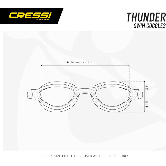 Cressi Thunder Преміум окуляри для плавання для дорослих з антизапотіванням та 100% UV-захистом, чорні/сріблясті, прозорі лінзи