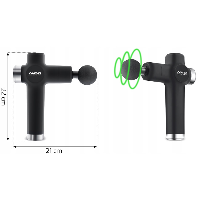 Перкусійний масажер для тіла Neo-sport NS-501, 8 насадок, чорний