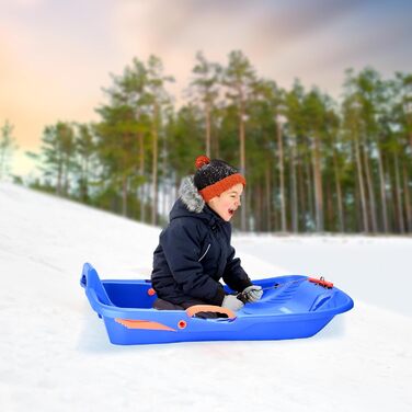 Дитячий санки-сніголюб POWRX з ручним керуванням та гальмами - блакитні, комплект 1 шт.